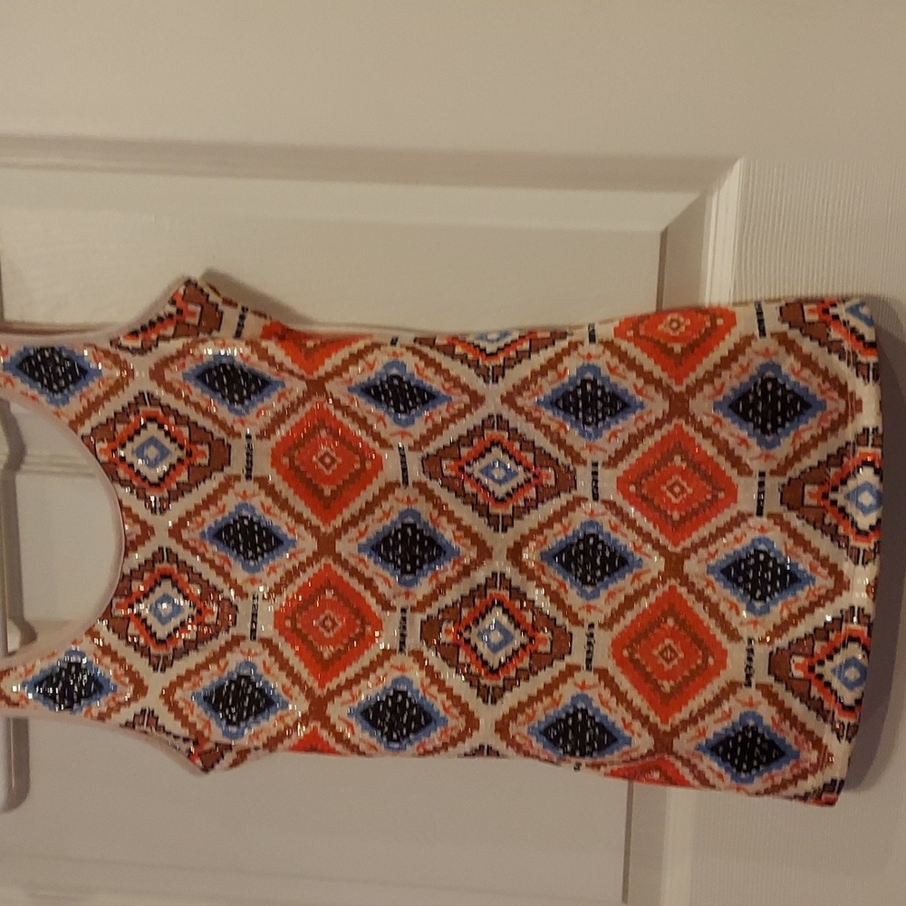 Lily & Lola sequined southwestern print tank tank Medium